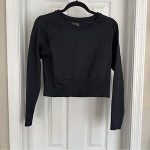 Aerie Offline Black Long Sleeve Seamless Crop